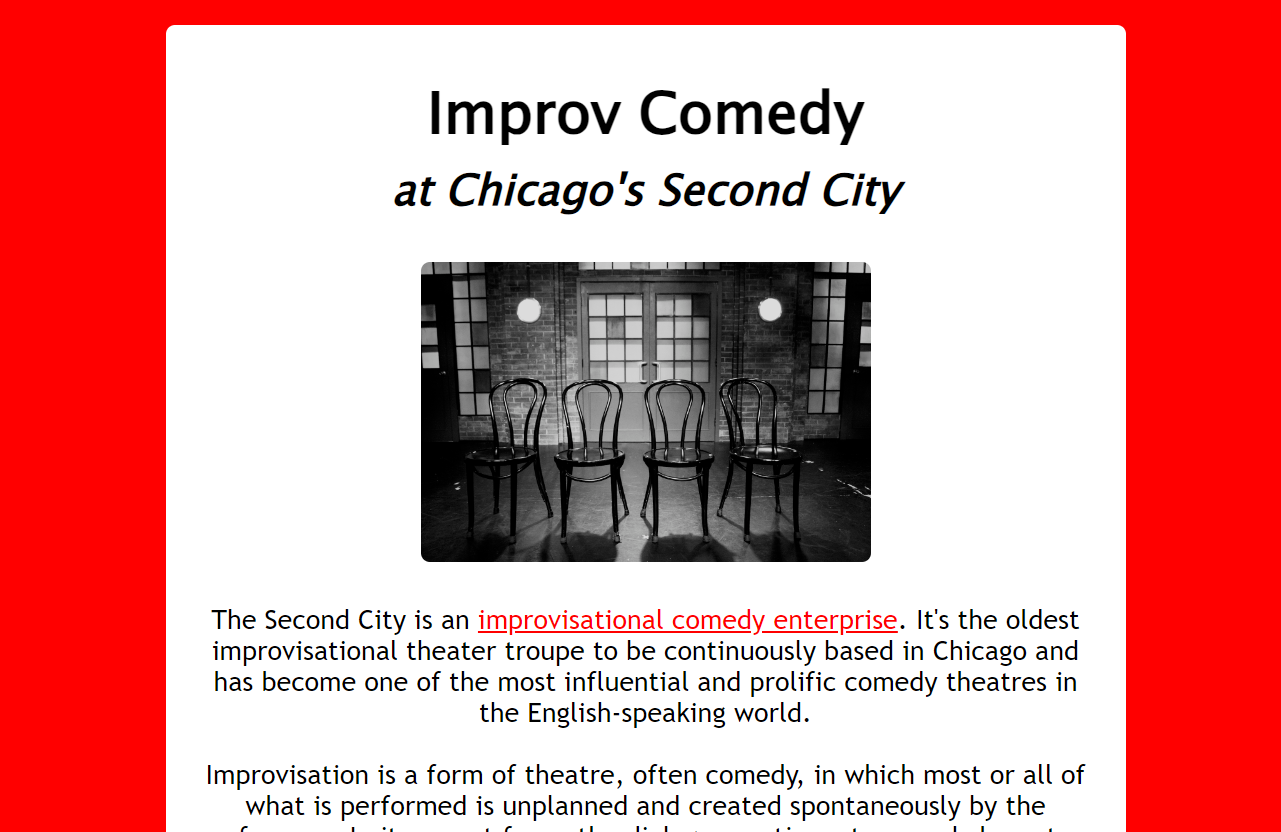 Second City Landing Page